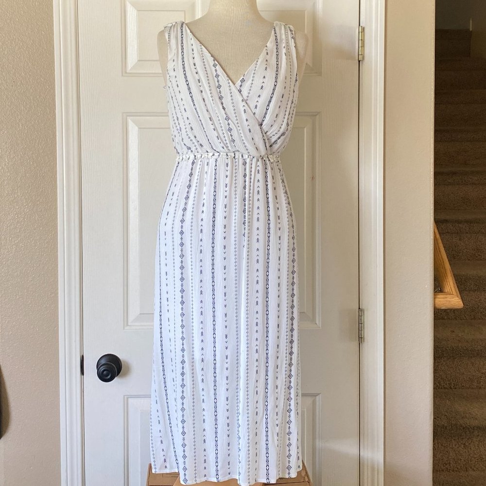 Jodi Kristopher NEW Printed V-Neck Open Back Lined Maxi Sleeveless Summer Dress